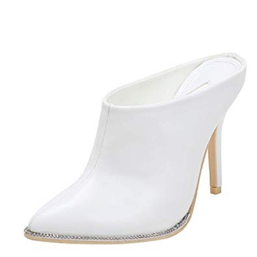 White rhinestone rimmed heel - Picture 3 of 7